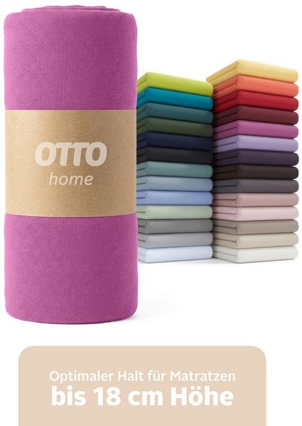 OTTO home Spannbettlaken PHYSALIS in BASIC und PREMIUM Qualität, 100% Baumwolle, Jersey (110 g/m), Gummizug: rundum, (1 Stück), für Matratzen bis 18 cm Höhe, Bettlaken, Spannbetttuch, pflegeleicht