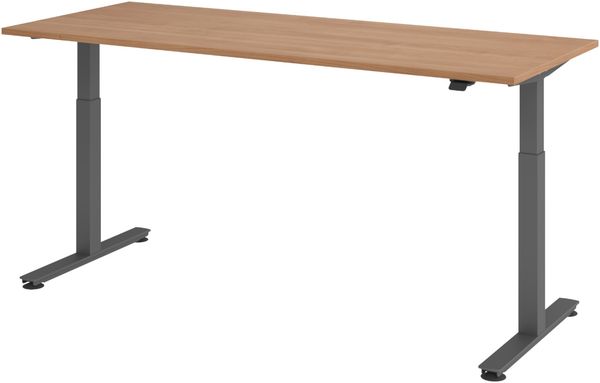 bümö elektrisch höhenverstellbarer Schreibtisch Nussbaum 200x80 cm, Gestell: Graphit - Büroschreibtisch höhenverstellbar elektrisch, elektrischer Bürotisch & Gaming Tisch, Stehschreibtisch, XMST-20-N-G