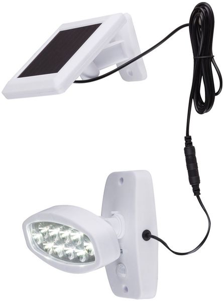 LED Solar Wandleuchte, Bewegungsmelder, schwenkbar, weiß