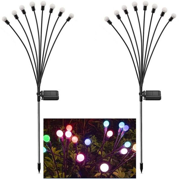 MUPOO LED-Lichterkette Solar-Gartenleuchten Kugeln 6/8/10 Glühbirnen,LED-Lichterkette,2er Set, Solar-Schwenkleuchte für Yard Patio Pathway Dekoration