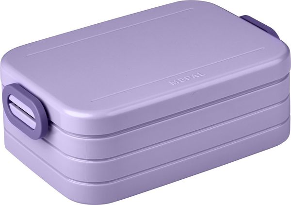Mepal Brotdose Midi - Bento Box für 2 Sandwiches oder 4 Brotscheiben - Lunchbox für kleine Snacks & Reste - Erwachsene Essenbox mit Fächern - Vivid lilac Bild 2