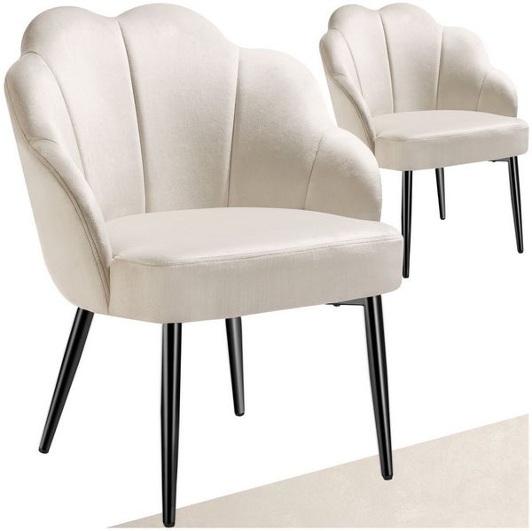 tectake Esszimmerstuhl Cocktailsessel Hellen, gepolstert mit Samtbezug (Set, 2 St), Bequeme Polsterung dank superdicker und hochdichte Schaumstofffüllung