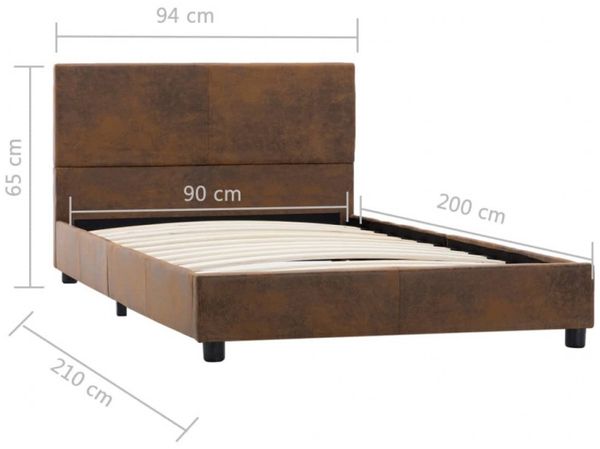 vidaXL Bettgestell Braun Wildleder-Optik 90x200 cm 284780 Bild 7