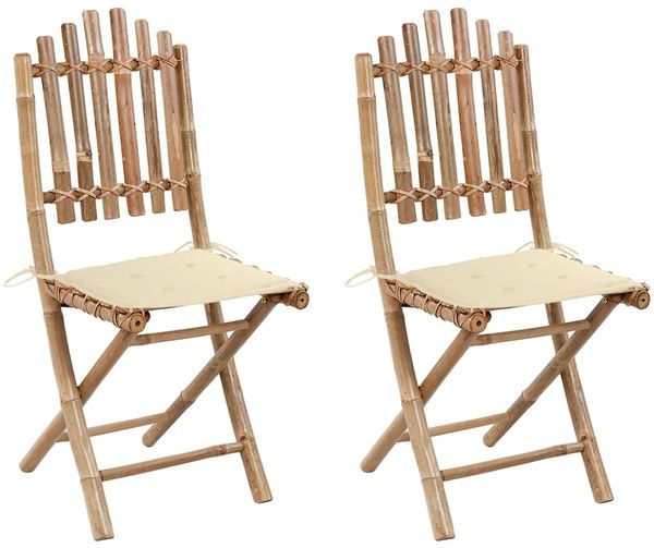 vidaXL Klappbare Gartenstühle 2 Stk. mit Kissen Bambus 3063989
