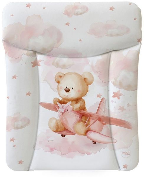 Ceba Baby® weiche Wickelauflage 50x70 cm - Doppelseitige Baby Wickelunterlage - rosa Wickeltischauflage für Junge und Mädchen - Wasserdicht, abwaschbar - OEKO-TEX - Made in EU - Teddys Traumflug