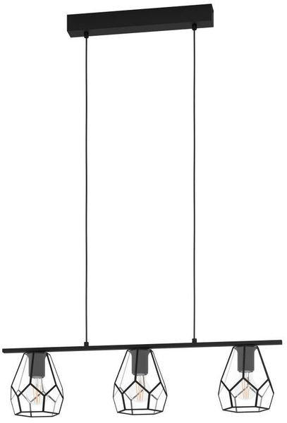 Eglo 43644 Hängeleuchte MARDYKE Stahl schwarz, Glas klar E27 3X40W L:77,5cm B:14,5cm H:110cm dimmbar