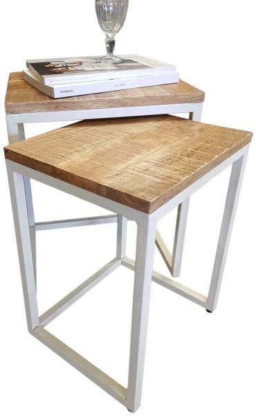 Beistelltisch Holz Satztisch Set 2 Stück Wohnzimmer Tisch Couchtisch Dallas M...