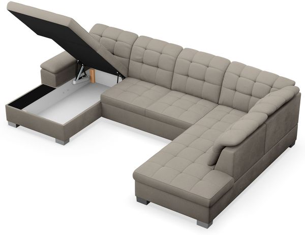 Selsey 'Jamaal' Wohnlandschaft mit Schlaffunktion und Stauraum linksseitig, taupe Bild 7