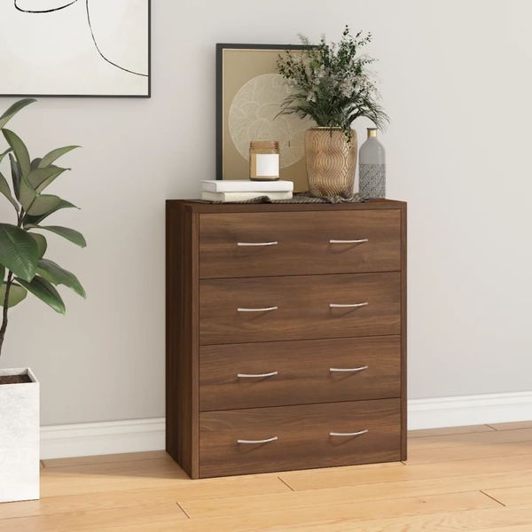 Kommode, BuffetSchrank, Büroschrank mit 4 Schubladen 60x30,5x71 cm Braun Eichen-Optik