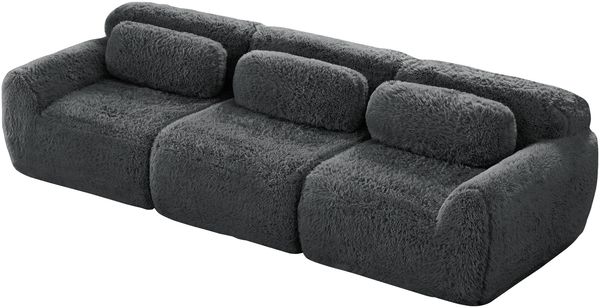 Sofa, modulares Ecksofa mit großzügiger Sitzfläche, Plüschstoff, Grau, ohne Montage,291*104*73 cm Bild 5