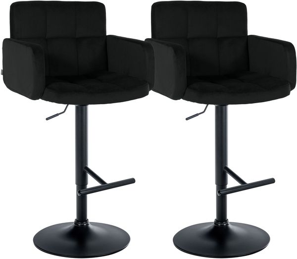 CLP 2er Set Barhocker Los Angeles Samtbezug höhenverstellbar drehbar bis 150 kg,schwarz schwarz