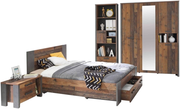 Jugendzimmer CLIF 5-tlg Komplettset - Old Wood Vintage Beton Optik
