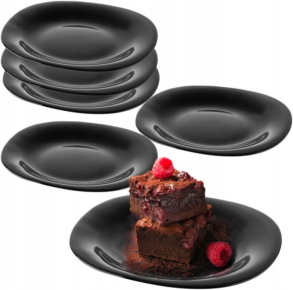 KADAX 6x Dessertteller 21cm Schwarze Teller Kuchenteller Set