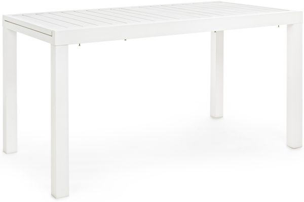 Gartentisch Edila aus Aluminium, modern ausziehbar, rechteckig, weiß, für 6–8 Personen