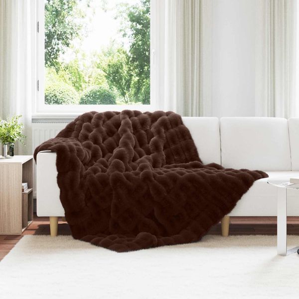 vidaXL Rutschfeste Decke aus Kunstkaninchenfell Olite Kamel Polyester 42021794