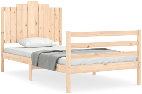 vidaXL Massivholzbett mit Kopfteil 100x200 cm 3194171