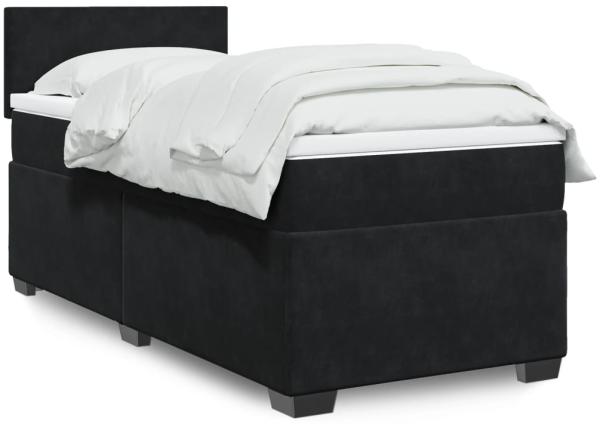 vidaXL Boxspringbett mit Matratze Schwarz 80x200 cm Samt 3286158