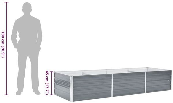 vidaXL Garten-Hochbeet Verzinkter Stahl 240x80x45 cm Grau 44842 Bild 8