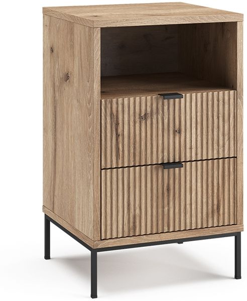 Nachttisch Eliza Viking Oak/Schwarz 40 x 66 cm mit 2 Schubladen & 1 Fach Vicco