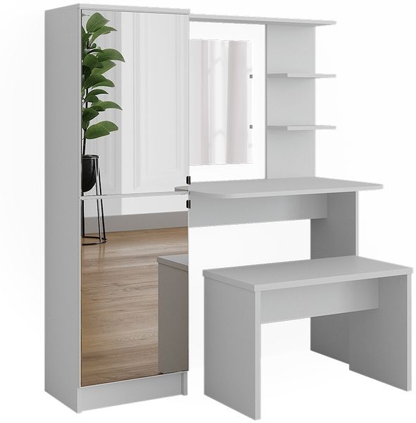 Frisierkommode Jasmin Weiß 123 x 141.2 cm mit Bank Vicco