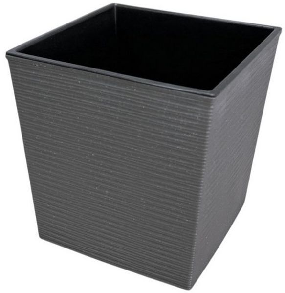 Engelland Pflanzkübel Blumentopf aus recyceltem Kunststoff & Holz (WPC), Rillenoptik (UV-beständig, wetterfest, quadratisch), Blumenkübel für Garten, Balkon, Terrasse, Innen- und Außenbereich