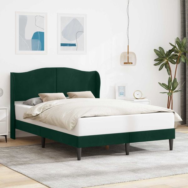 vidaXL Bettrahmen mit Kopfteil Dunkelgrün 160x200 cm Samt 42027931