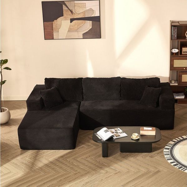 LITBIRD Sofa Modulares L-förmiges Ecksofa mit Schlaffunktion, 272 x 175 x 61 cm, 1 Teile, Rahmenloses Schlafsofa mit symmetrischem Doppelsitz, montagefrei