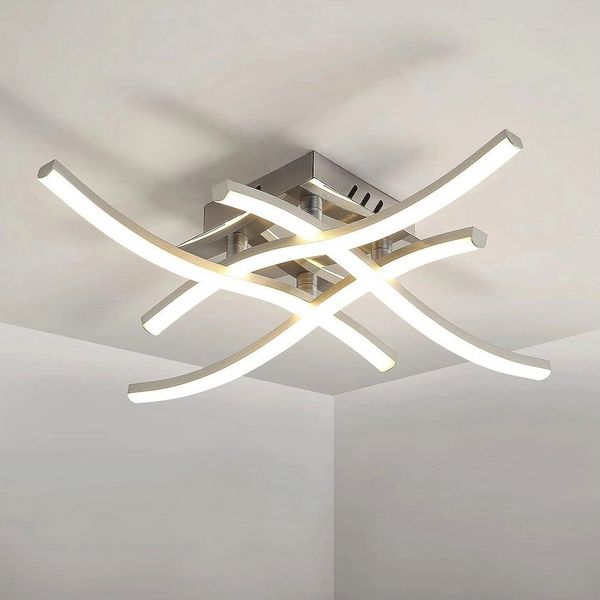 Riserva LED Deckenleuchte Silberfarbene Wellen Form LED Deckenleuchte 24W 4000K Neutralweiß