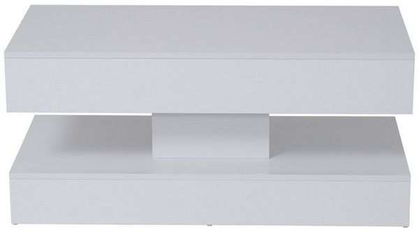 JOIVI Couchtisch Couchtisch im Hochglanz Moderner Kaffeetisch mit 2 Schuhbladen (Wohnzimmertisch in 100 x50x45cm), Sofatisch für Wohnzimmer, Schlafzimmer, Büro, Weiß