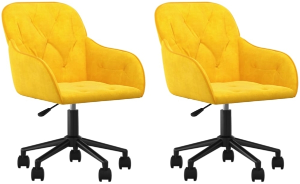 Esszimmerstühle 2 Stk. Drehbar Gelb Samt, Drehbar [3103428]