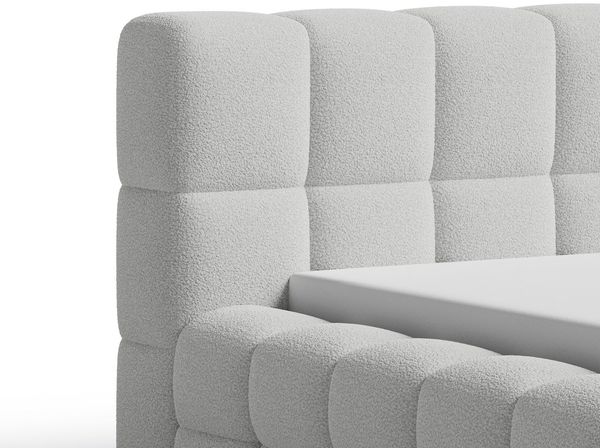 Chilly Möbel Polsterbett Verona Weiß Bouclé Stoff 200x200 cm mit Stauraum Quelle 01