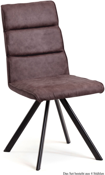 Esszimmerstuhl drehbar (4er-Set) Dessa 47 x 92 x 60 Schwarz/Braun