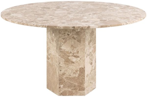 ACTONA GROUP Esstisch Naxos aus einzigartigem Marmor, stillvolles und dänisches Design, robuster sechseckige Sockel, unikat, runder Esstisch, Ø130x75cm