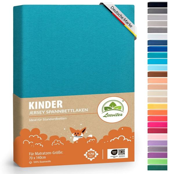 leevitex® Spannbettlaken Jersey aus 100% Baumwolle, für Kinder- & Standardmatratzen, Jersey, Gummizug: rundum, 100% Baumwolle, anschmiegsam & dehnbar, diverse Größen und Farben