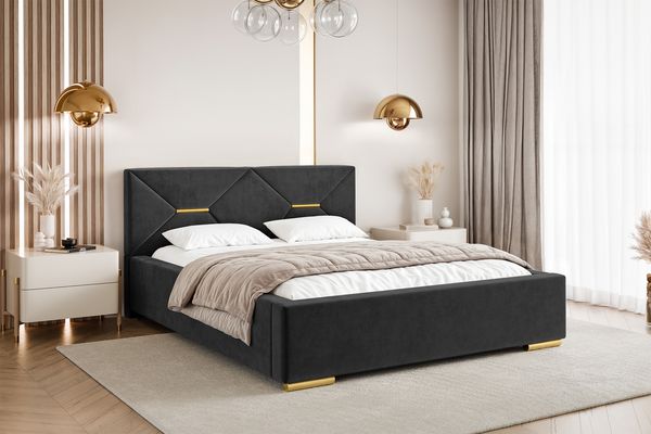 MEBLINI Polsterbett 120x200 ohne Lattenrost ohne Matratze – LIZZY – Schwarz Samt – Doppelbett ohne Bettkasten - Stauraumbett - Kopfteil Bett ohne Stauraum