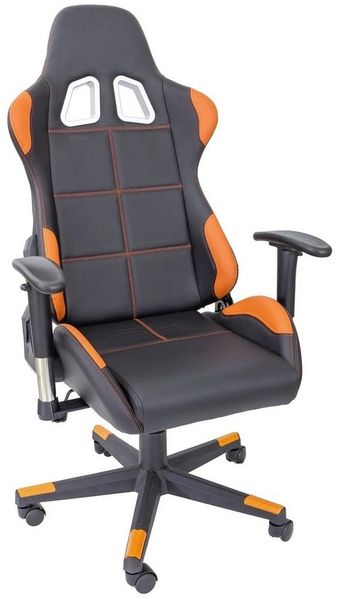 TPFLiving Bürostuhl Fire mit Lendenkissen XL Racing Stuhl Gaming-Stuhl (aus hochwertigem Kunstleder), Drehstuhl Zockerstuhl, Belastbarkeit bis 150 kg - Orange