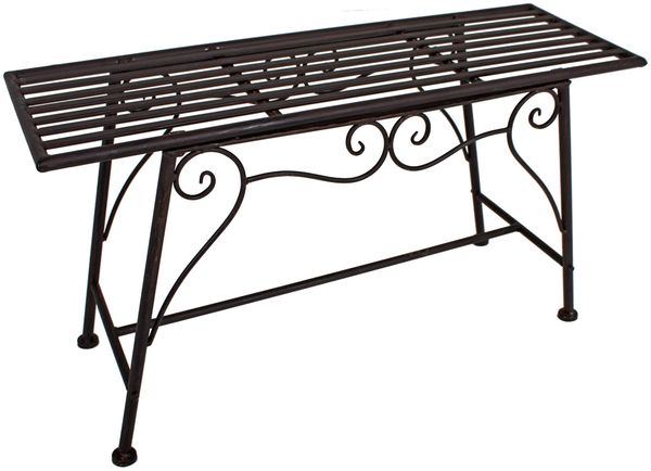 Blumenbank RITA - Stahl Schwarz-braun 45x27x83cm | Pflanzenständer Pflanzenregal Blumenregal