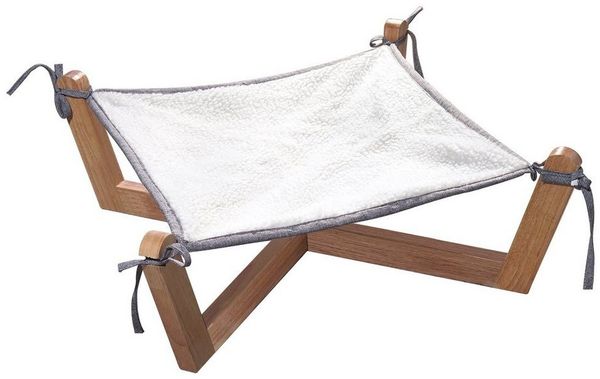 HomeGuru Katzen-Hängematte Katzenbett mit Holzgestell, Hängematte für Katzen, abnehmbar, waschbar