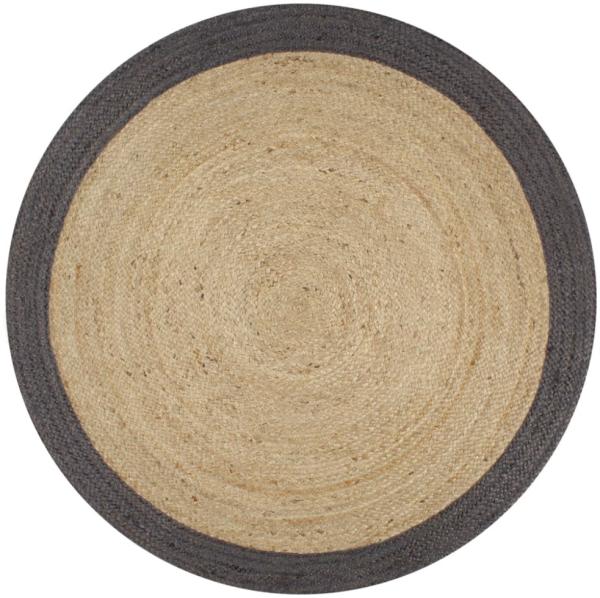 vidaXL Teppich Handgefertigt Jute mit Dunkelgrauem Rand 150 cm 133679