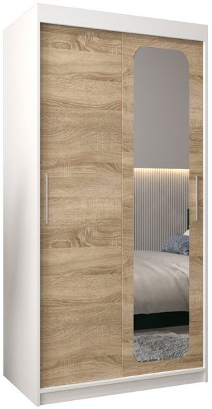 ABIKS MÖBEL Schwebetürenschrank Promo T2 Schlafzimmerschrank - mit Spiegel, Kleiderstange, Regalen