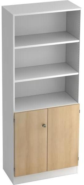 Regal 5OH, 2OH Türen, Sockelblende SG Weiß / Eiche