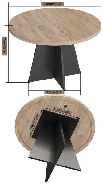 TWSOUL Esstisch Runder Esstisch 100 cm,Küchentisch mit verstärkter Tischplatte, kratz- & wasserfest, modernes Design, für Esszimmer & Küche