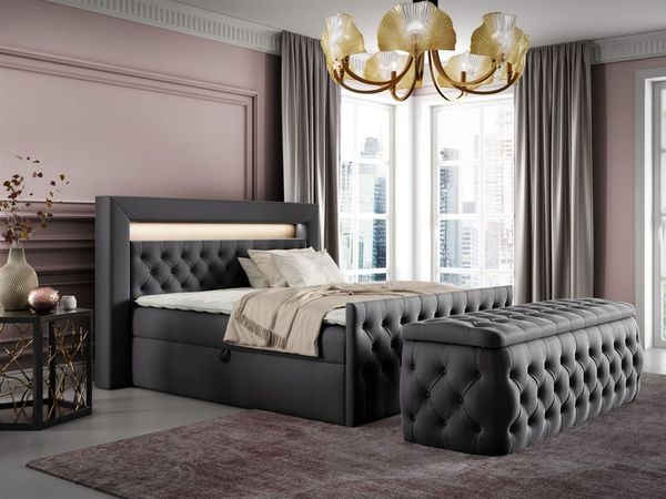 Boxspringbett Schlafzimmerbett ERNESTO Nr. 3 160x200cm in Elisa Velvet Anthrazit