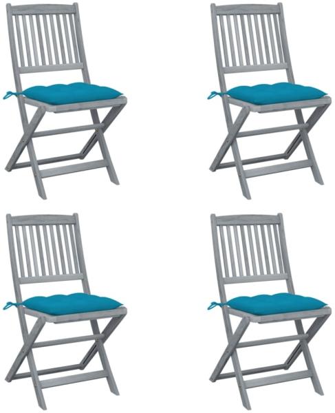 vidaXL Klappbare Gartenstühle 4 Stk. mit Kissen Massivholz Akazie 3064582