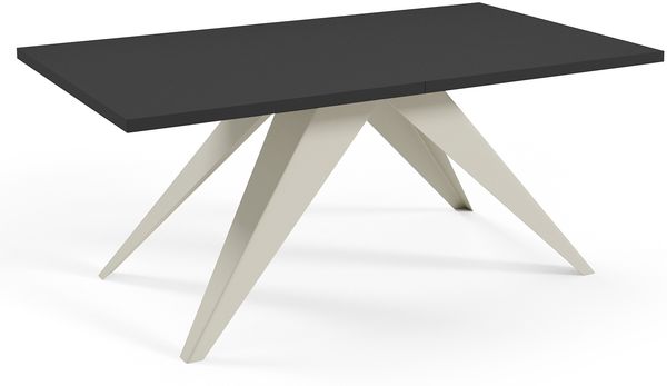 MEBLINI Esstisch Ausziehbar aus Metall - 160-260 x 90 x 76 cm - VENTI - Schwarz Matt/Kaschmir - Loft - Esszimmertisch Modern - Küchentisch - Ausziehtisch - Dining Table