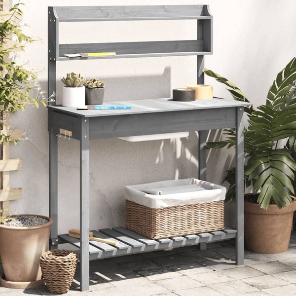 vidaXL Pflanztisch mit Waschbecken 147,5x44x139,5 cm Massivholz Tanne 156348