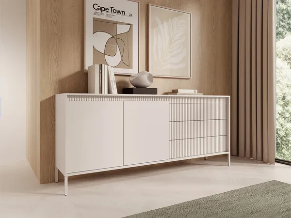 Vente-unique - NURSEMA Sideboard Holz, Platte Beige - B 39,5 cm x H 81,4 cm x L 187,1 cm