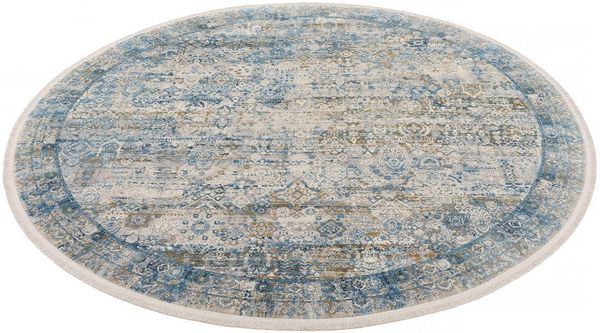 OCI DIE TEPPICHMARKE Teppich BESTSELLER TADI, rund, Höhe: 8 mm, Glanz Viskose, mit Fransen, Hoch Tief Struktur, Vintage, Wohnzimmer
