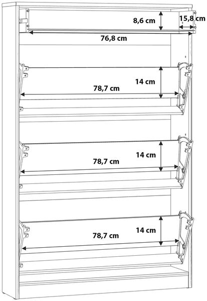 Forte NIKO Schuhschrank 80 90, Skandi-Schrank, 3 Kippfächer, 1 Schublade, Holzwerkstoff, Flur, Abstellraum, Artisan Eiche Holzdekor, 83,2 cm breit x 127,7 cm hoch x 20,4 cm tief Bild 7