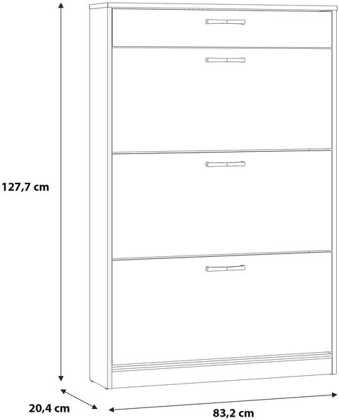 Forte NIKO Schuhschrank 80 90, Skandi-Schrank, 3 Kippfächer, 1 Schublade, Holzwerkstoff, Flur, Abstellraum, Artisan Eiche Holzdekor, 83,2 cm breit x 127,7 cm hoch x 20,4 cm tief Bild 6